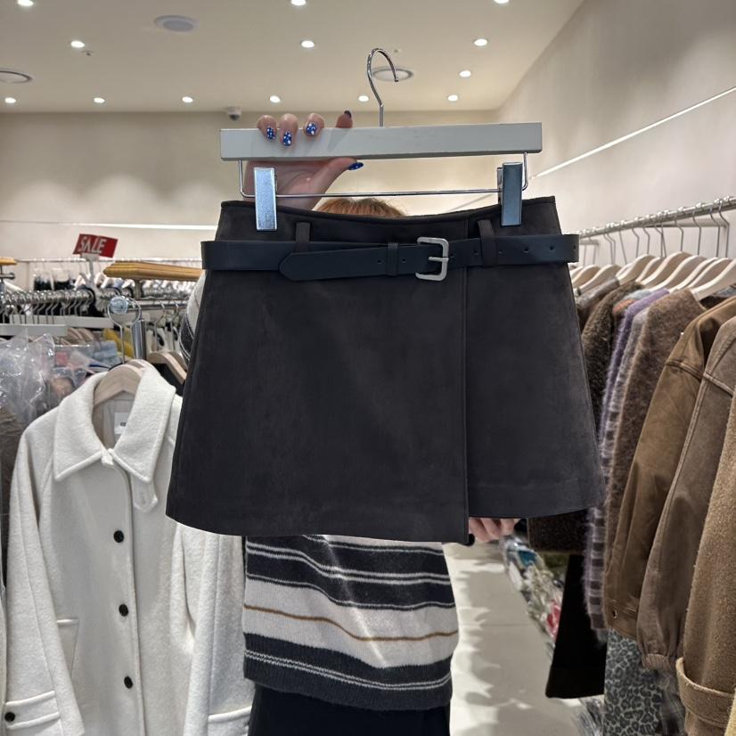 CREME BRULEE東大門㊣實拍女士新品休閑職業裙褲含腰帶燈心絨CREME BRULEE/DH裙褲