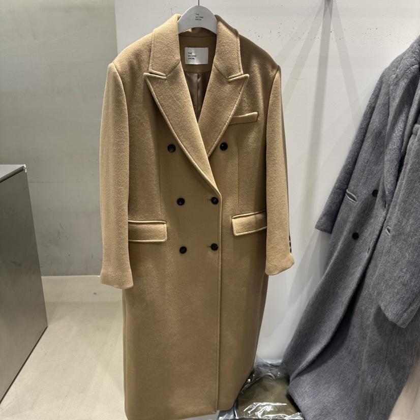 THE SECOND GROW東大門㊣直郵女士新品休閑中長款大衣雙排扣羊絨THE SECOND GROW中長款大衣