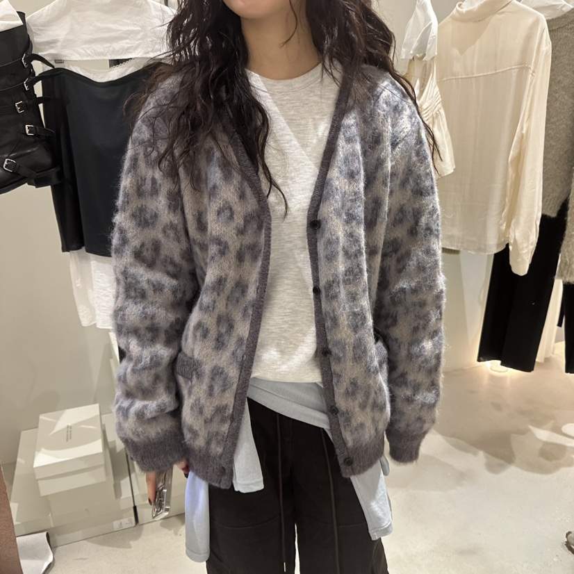 LOVE YOU SO MUCH/MORE THAN YESTERDAY東大門㊣直郵女士新款推薦毛衣豹紋開衫LYSM/MORE THAN YESTERDAY毛衣