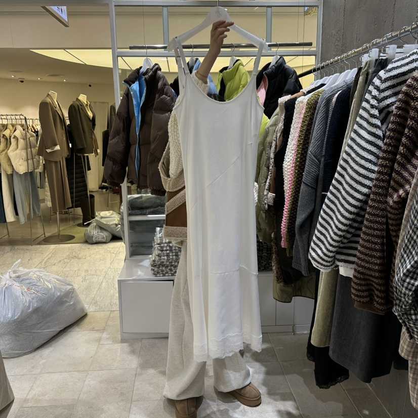 MIXXIN東大門㊣代購女裝新品休閑時尚真品推薦連衣裙緞面鏤空MIXXIN連衣裙