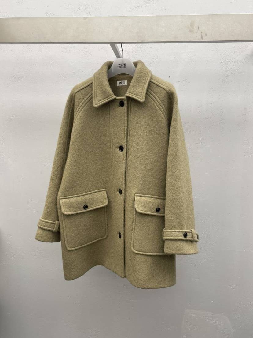 KARE/WEREPIECE東大門㊣代購女士新款職業中長款大衣口袋羊駝KARE/WEREPIECE中長款大衣