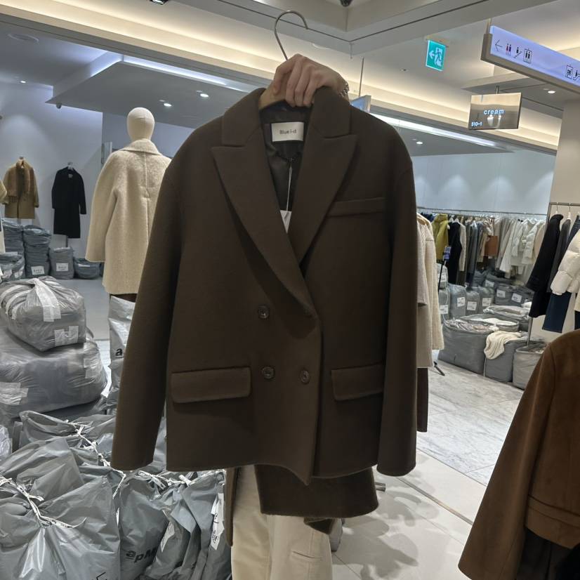 BLUEI-D韓國直郵㊣女裝新款時尚熱賣人氣職業25秋冬短款大衣Blue i-d短款大衣