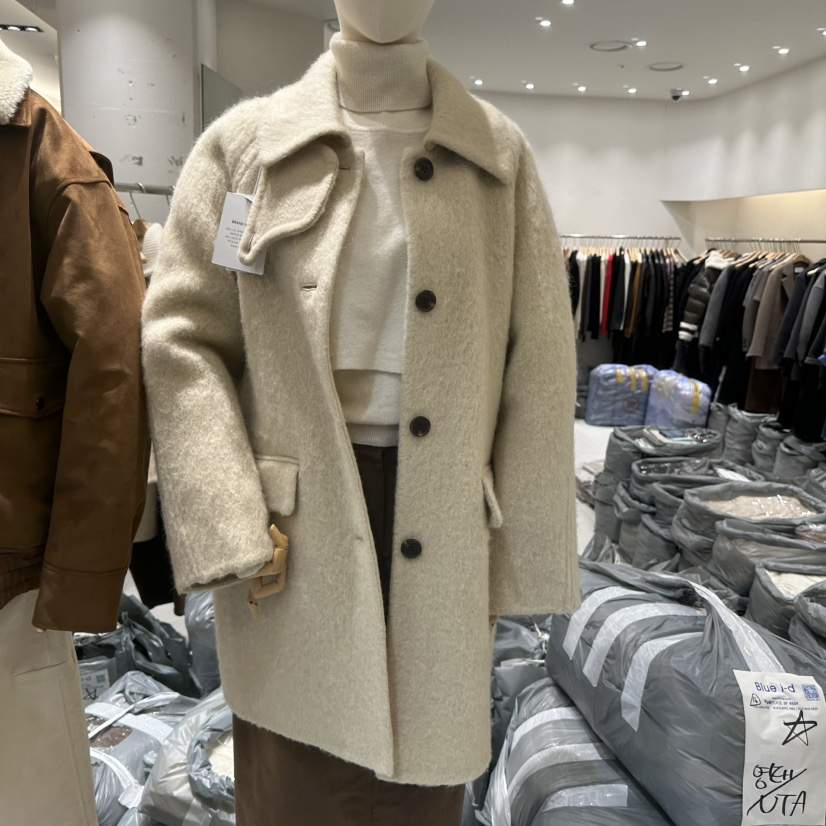 BLUEI-D東大門㊣代購女裝新款人氣時尚真品休閑中長款大衣Blue i-d中長款大衣