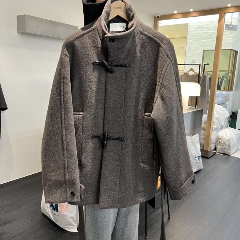 OBJECT東大門㊣代購女士新款職業時尚真品短款大衣含腰帶羊駝OBJECT短款大衣