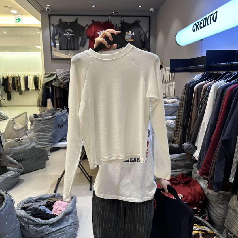 CREDITO韓國直郵㊣女裝新款休閑人氣真品25秋冬推薦長袖T恤CREDITO長袖T恤