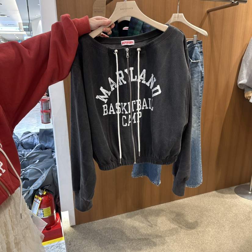 REPERTORY韓國直郵㊣女裝新款職業真品25秋冬熱賣衛衣拉鏈豬皮REPERTORY衛衣