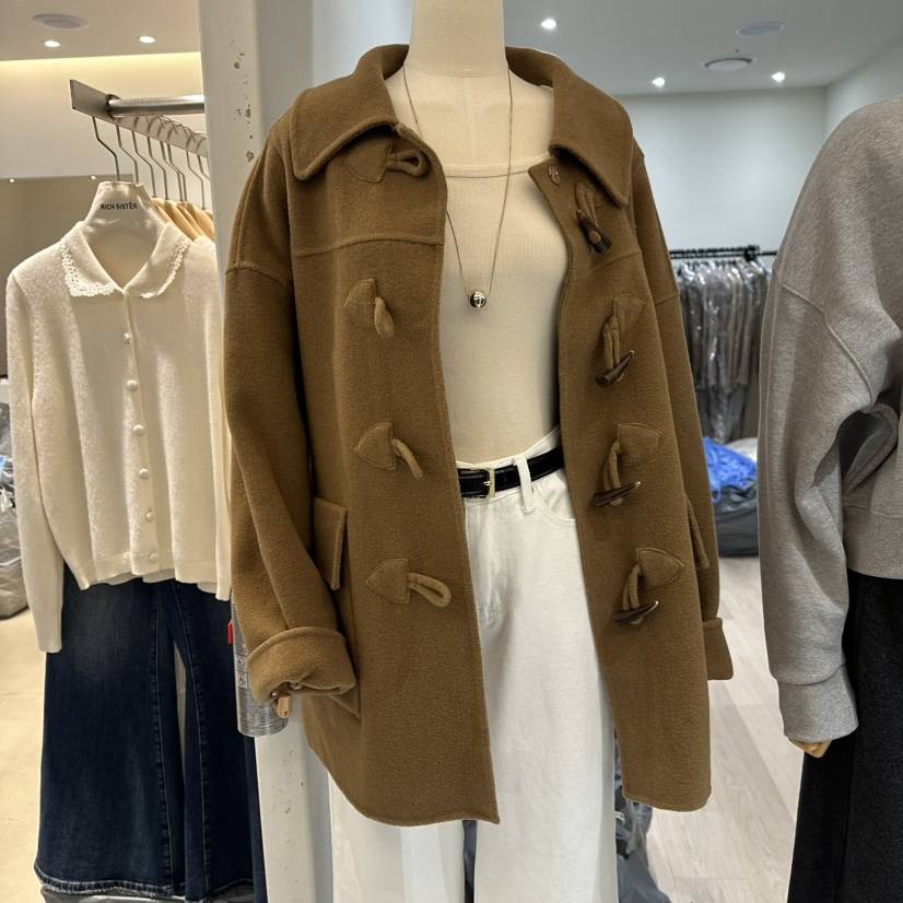 NOTTINGHAM韓國直郵㊣女裝新款休閑職業真品中長款大衣羊毛NOTTINGHAM中長款大衣