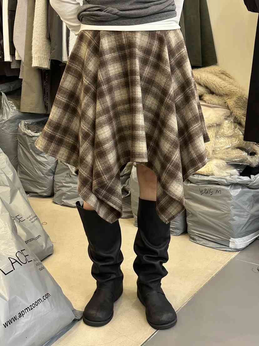 MONDAYMORING東大門㊣代購女士新品25秋冬半身裙中短裙羊毛MONDAYMORING半身裙/中短裙