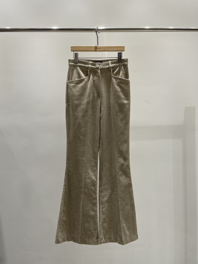 STAGE韓國代購㊣女裝新款推薦時尚熱賣人氣休閑褲燈芯絨喇叭STAGE休閑褲