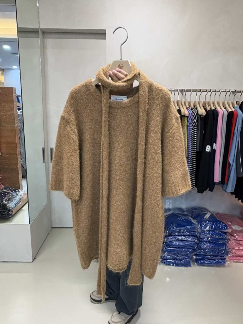 LIVE AID-P東大門㊣代購女裝新品25秋冬時尚針織衫含脖帶LIVE AID-P針織衫