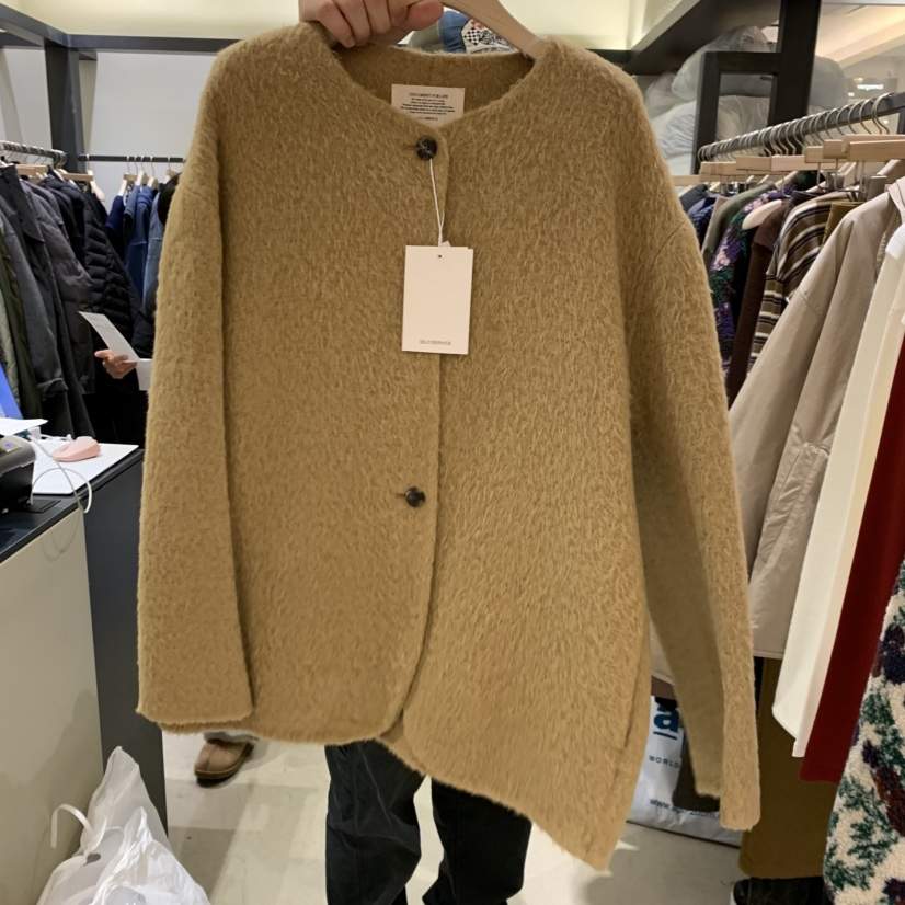 SELF SERVICE韓國直郵㊣女士新款人氣時尚職業短款大衣羊駝SELF SERVICE短款大衣