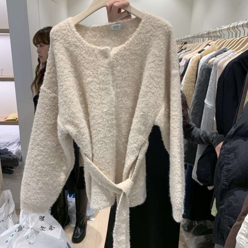 LIFFEY東大門㊣代購女士新款職業熱賣人氣25秋冬針織衫含腰帶LIFFEY針織衫