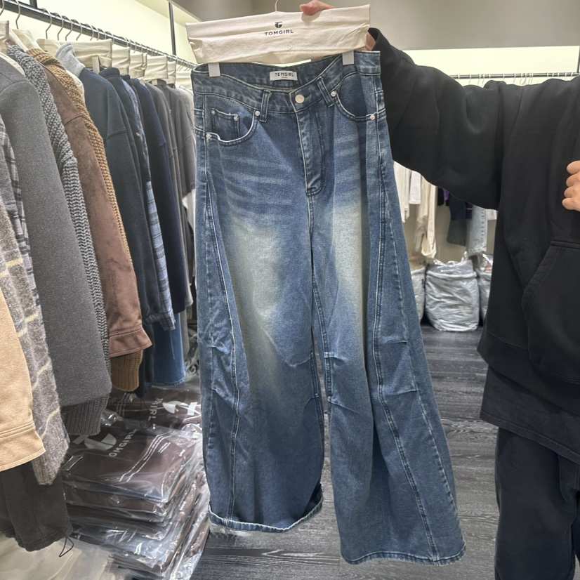 TOMGIRL韓國代購㊣女裝新款25秋冬人氣職業真品時尚推薦牛仔褲TOMGIRL牛仔褲