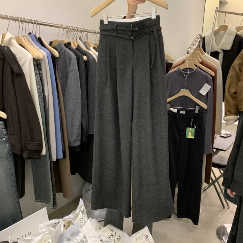 PHILO韓國直郵㊣女裝新品時尚25秋冬職業真品人氣休閑褲含腰帶PHILO休閑褲