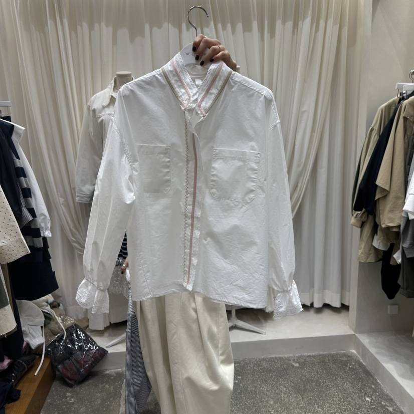 AFTERNOON東大門㊣直郵女裝新款時尚推薦25秋冬襯衫蕾絲衫荷葉邊AFTERNOON襯衫/蕾絲衫