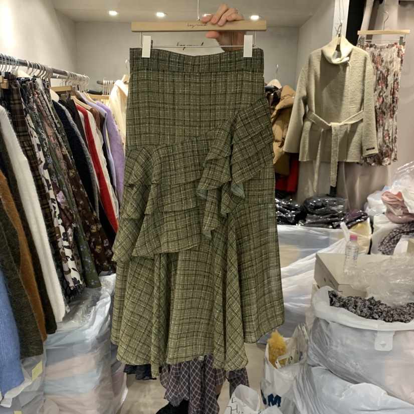 LOGROAD東大門㊣實拍女士新款人氣時尚推薦半身裙中短裙粗花呢LOG ROAD半身裙/中短裙