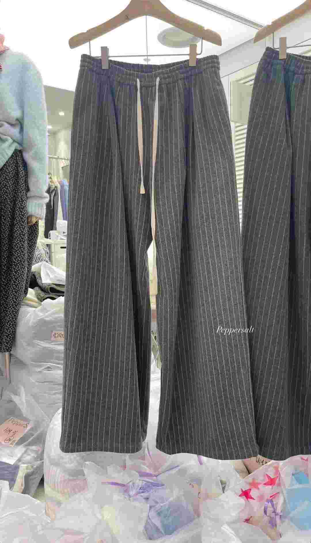 PEPPER 페페韓國代購㊣女裝新款25秋冬職業熱賣休閑褲條紋PEPPER-SEOUL休閑褲