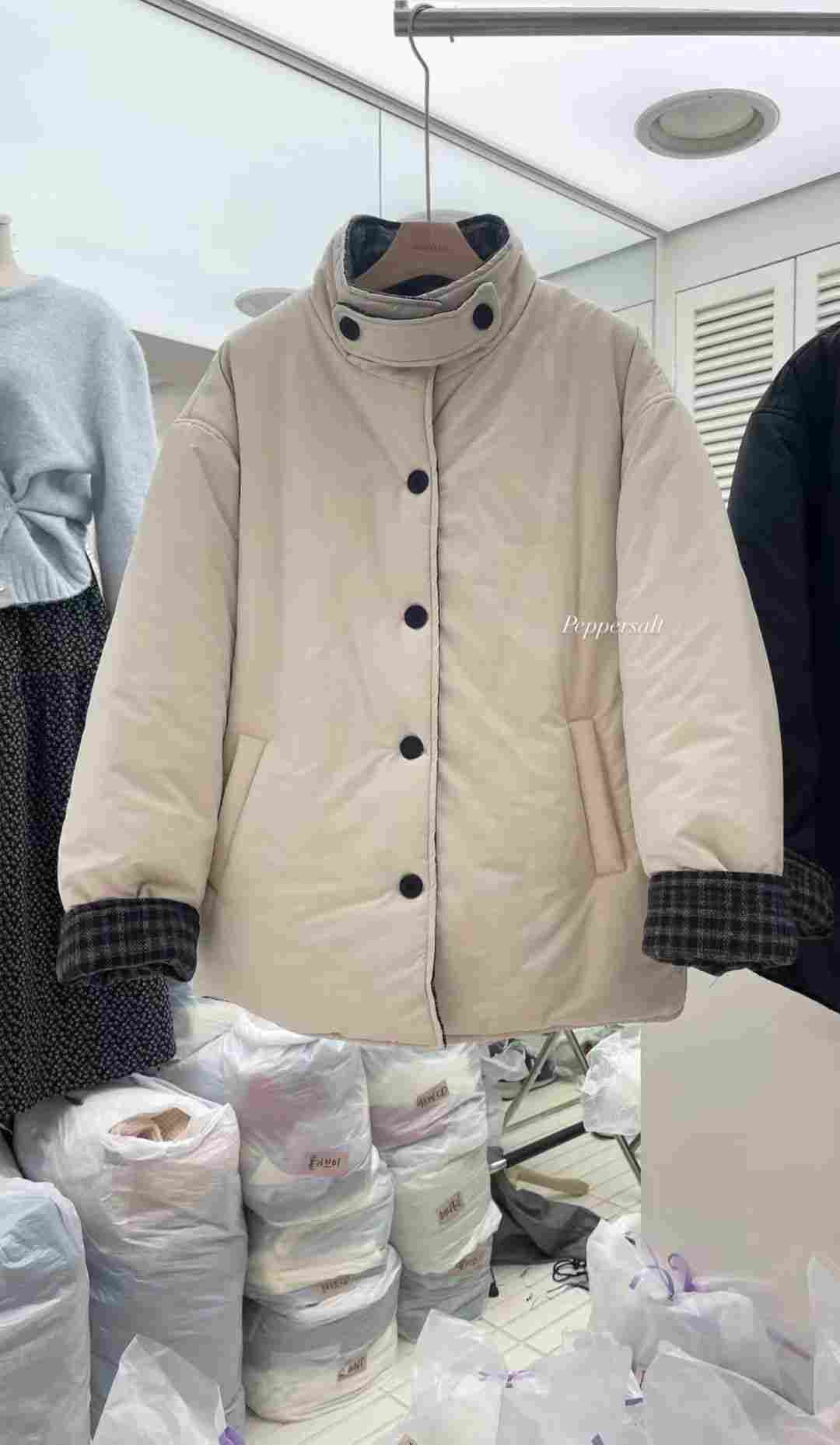 PEPPER 페페東大門㊣代購女士新品熱賣短款棉服兩面穿雙面PEPPER-SEOUL短款棉服