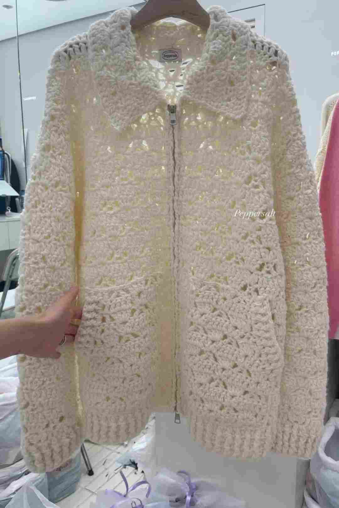 PEPPER 페페韓國代購㊣女裝新品25秋冬熱賣夾克手工針織開衫PEPPER-SEOUL夾克