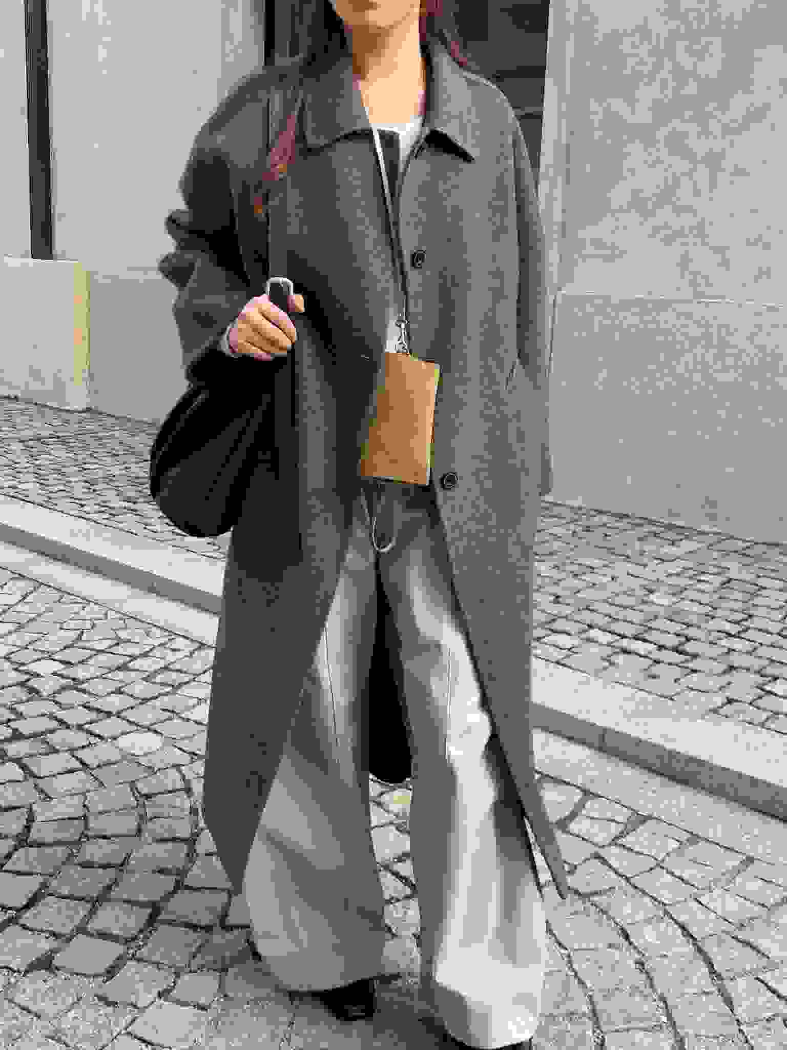 ANGE東大門㊣實拍女裝新款時尚休閑人氣真品職業中長款大衣ANGE中長款大衣