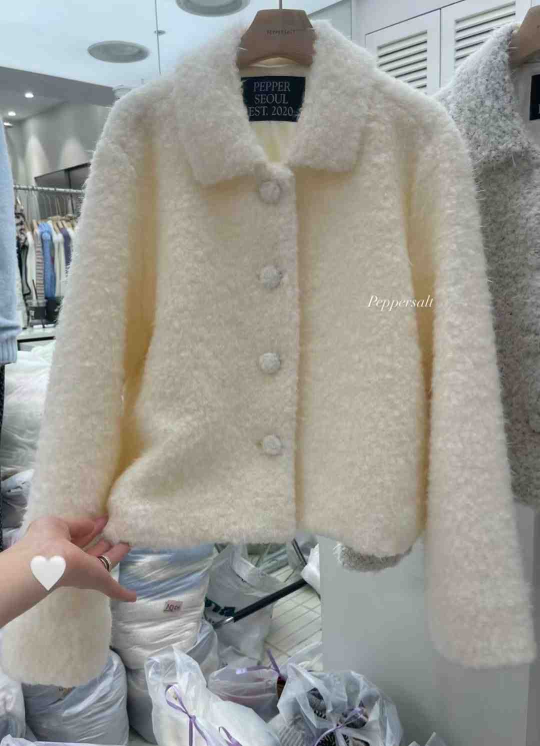 PEPPER 페페東大門㊣代購女士新款真品人氣時尚短款大衣兔子PEPPER-SEOUL短款大衣
