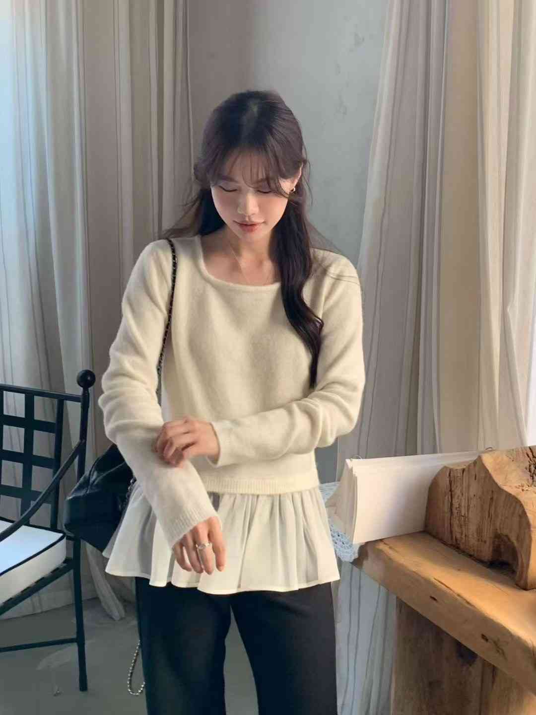 ANGE韓國代購㊣女士新品休閑人氣時尚25秋冬真品熱賣針織衫ANGE針織衫