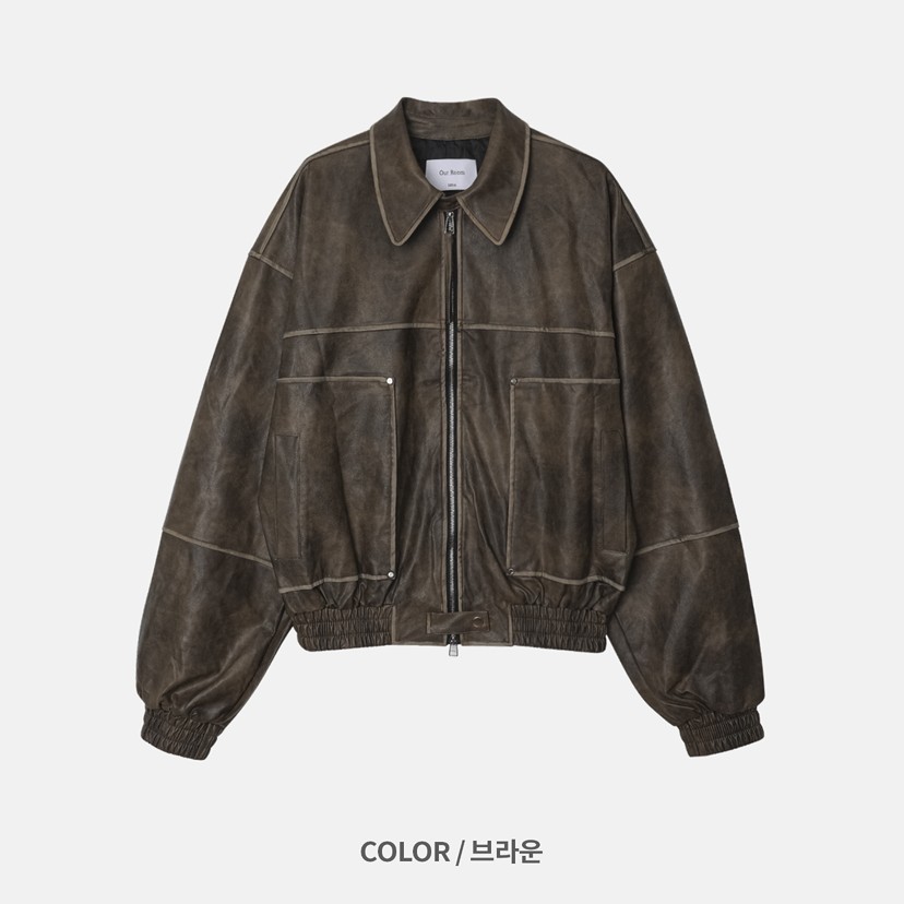 OURWAVE/OUR ROOM韓國直郵㊣女裝新品職業休閑短款棉服皮革Our Wave/Our Room短款棉服