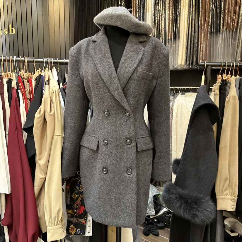 HERISH-HAUTE東大門㊣直郵女士新款人氣熱賣推薦中長款大衣HERISH-HAUTE中長款大衣