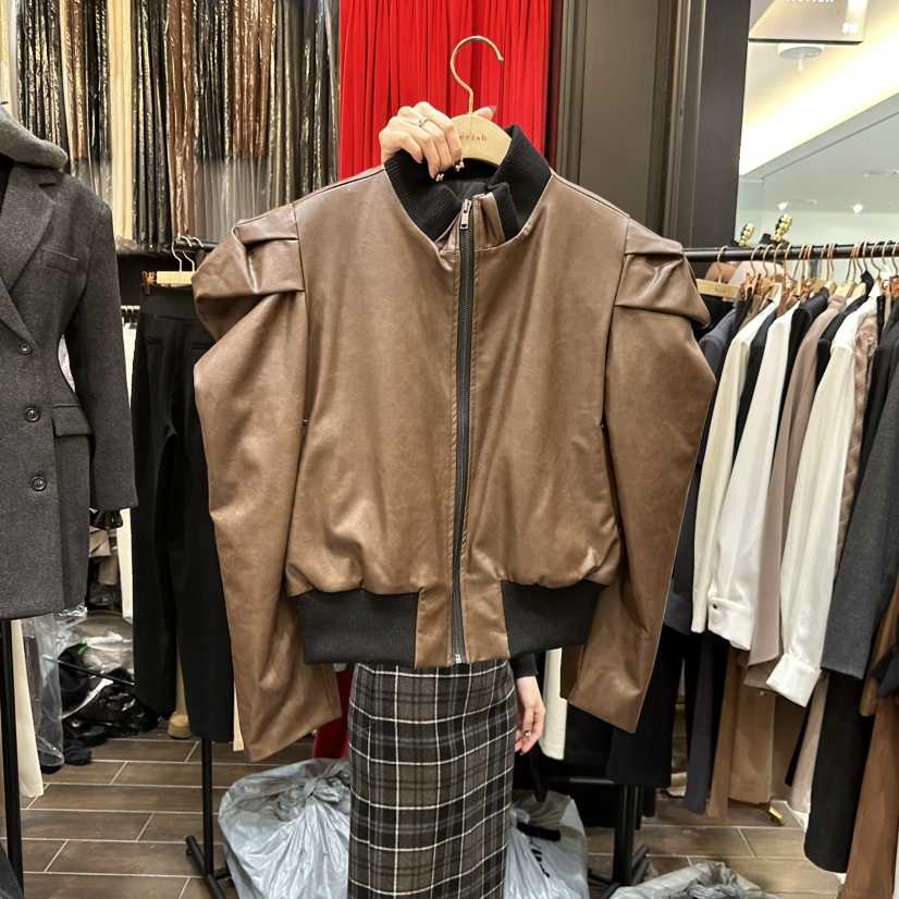 HERISH-HAUTE韓國代購㊣女裝新品時尚25秋冬休閑推薦夾克皮革HERISH-HAUTE夾克