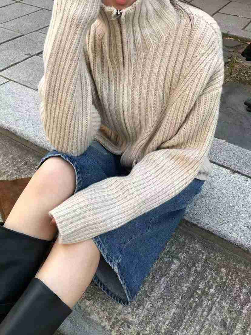 MUSHROOM EFFECT東大門㊣直郵女裝新品熱賣人氣針織衫拉鏈MUSHROOM EFFECT針織衫