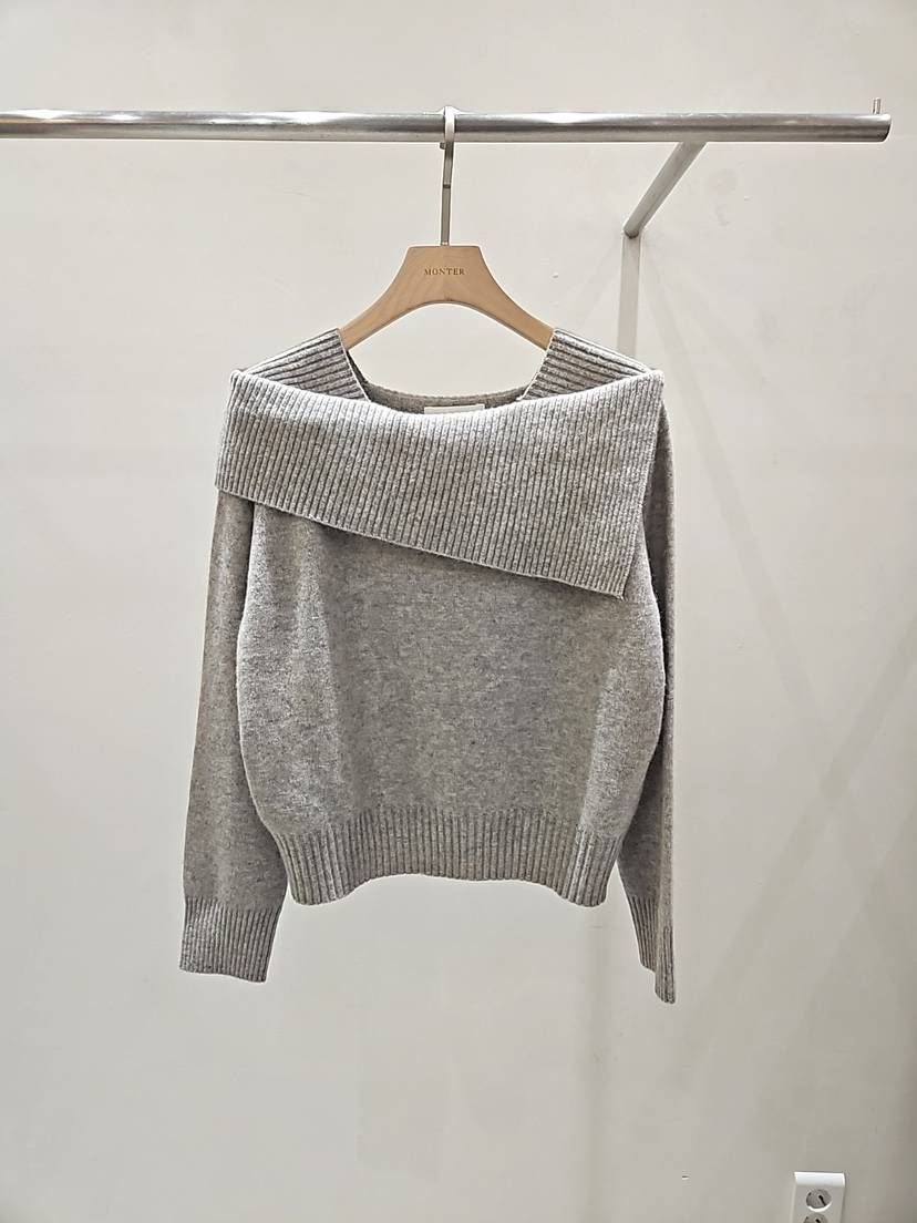MONTER東大門㊣實拍女裝新品時尚25秋冬推薦真品針織衫露肩MONTER針織衫
