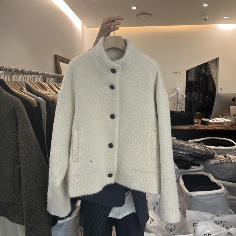 FRIC韓國代購㊣女士新品25秋冬推薦熱賣真品短款大衣羊駝毛FRIC短款大衣
