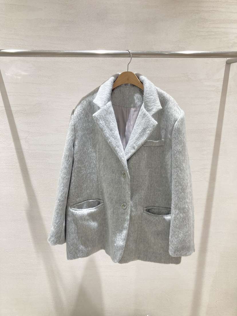 ROUGH韓國直郵㊣女士新款職業熱賣真品休閑短款大衣馬海毛羊毛ROUGH短款大衣