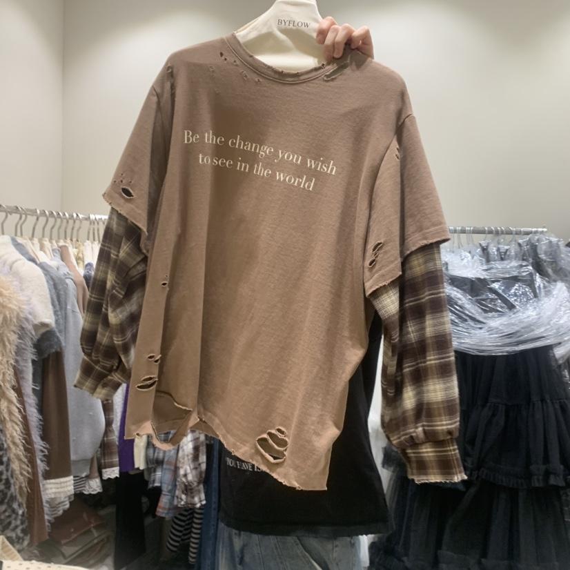 BY FLOW東大門㊣代購女士新款熱賣職業人氣休閑長袖T恤假兩件BY FLOW長袖T恤