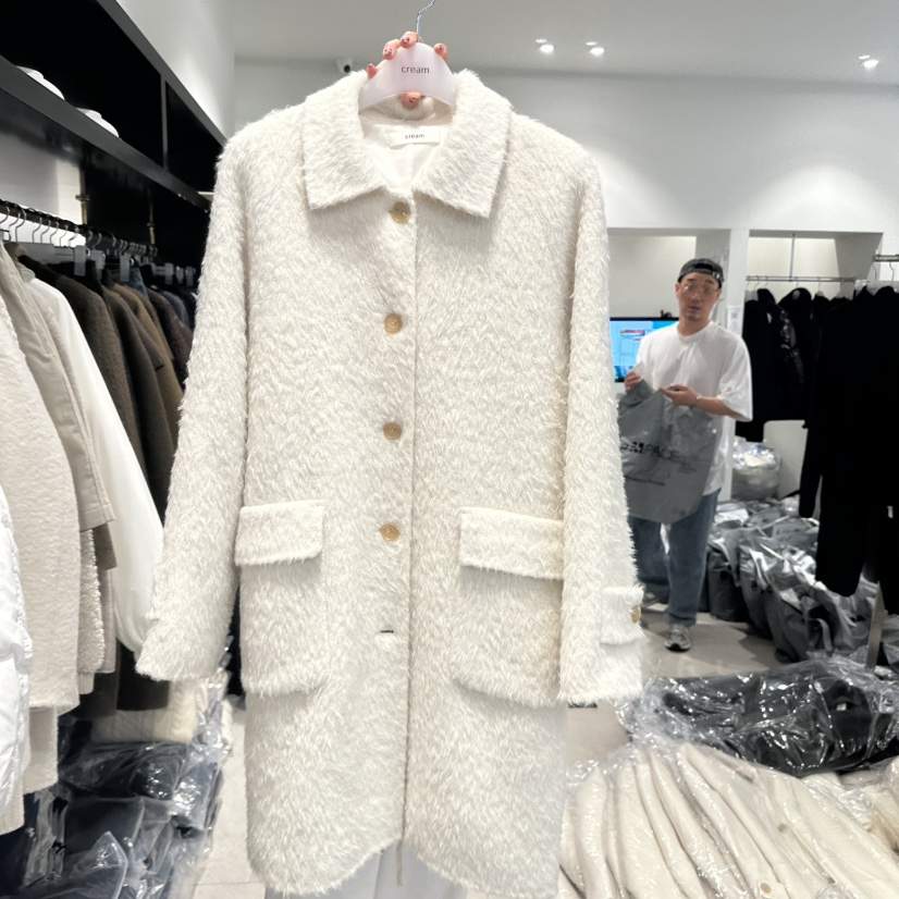 CREAM-P韓國代購㊣女士新品休閑職業推薦時尚真品中長款大衣CREAM-P中長款大衣