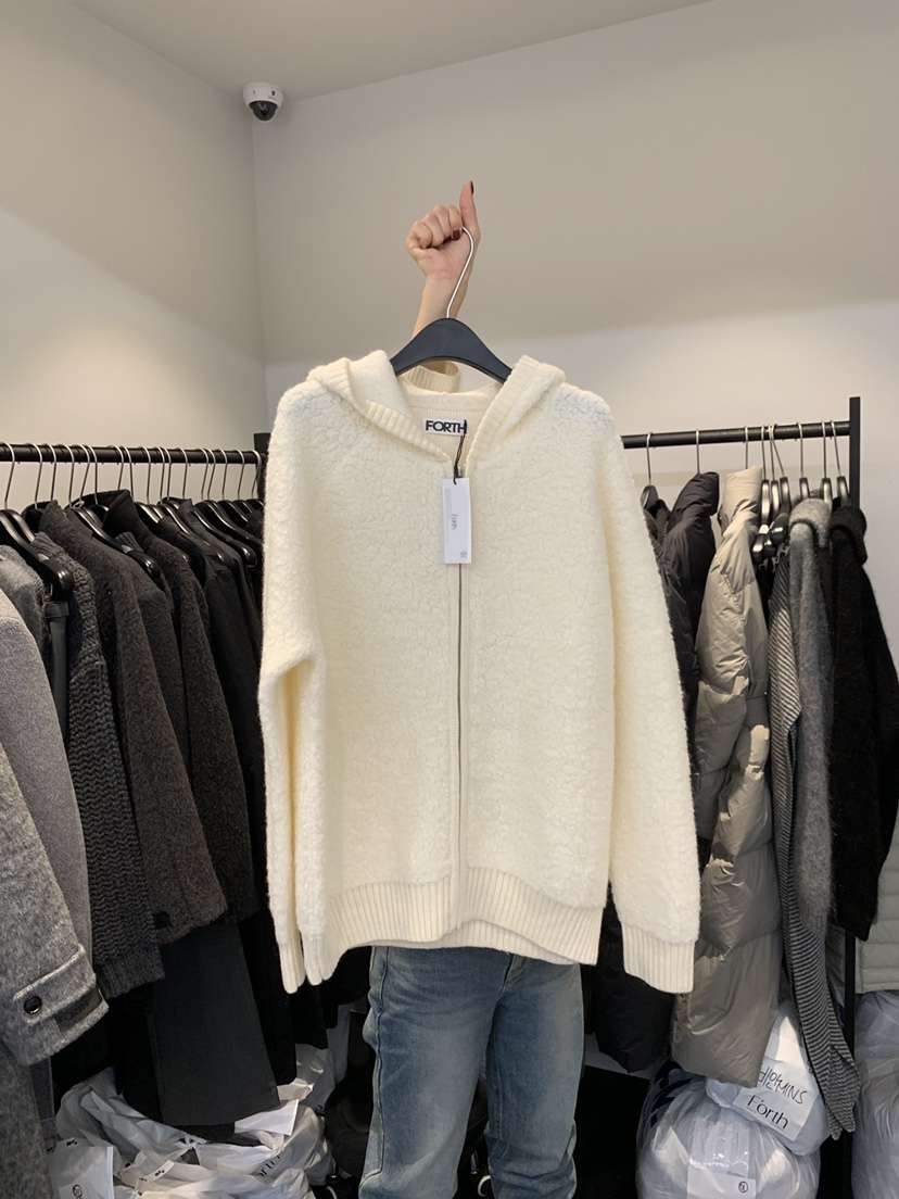 FORTH東大門㊣實拍女裝新品時尚25秋冬人氣針織衫連帽拉鏈衫FORTH針織衫