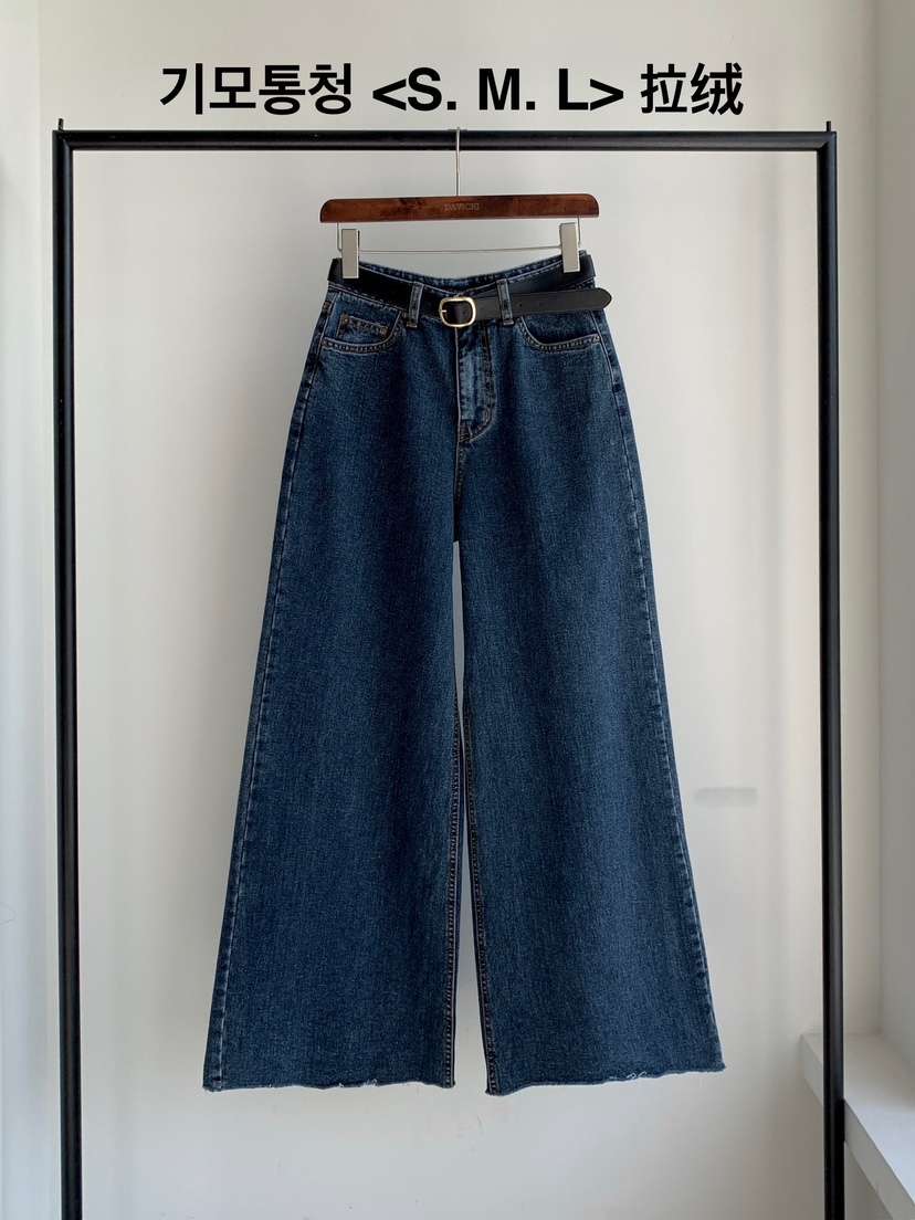 DAVICHI韓國代購㊣女士新款25秋冬休閑牛仔褲含隨機腰帶拉絨DAVICHI牛仔褲