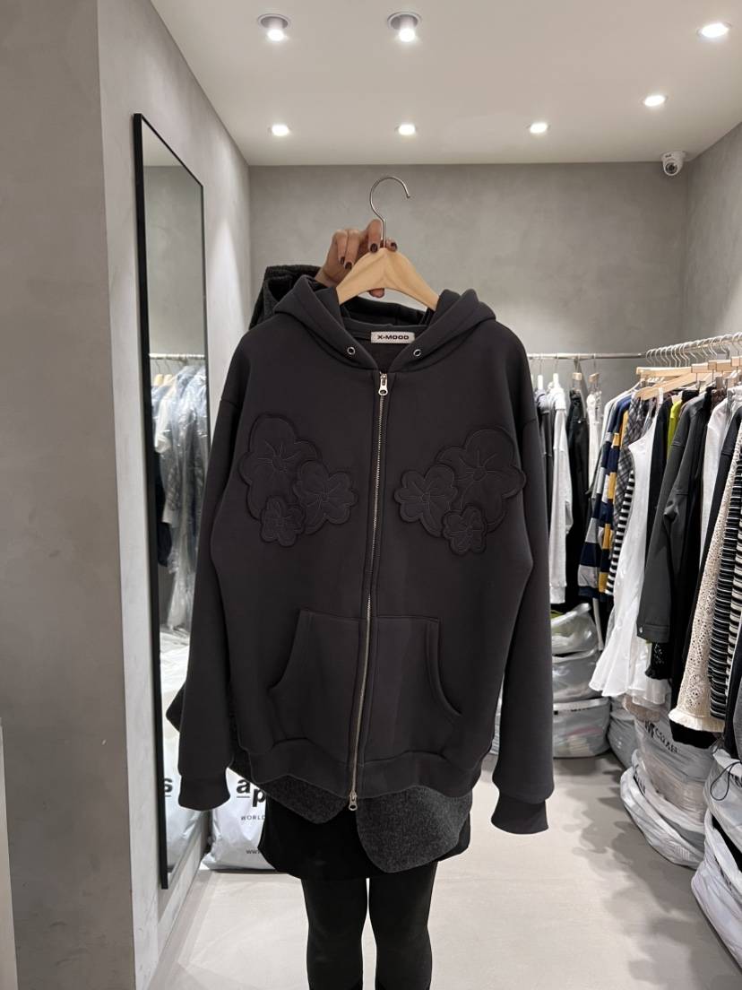 X-MOOD東大門㊣實拍女裝新品推薦熱賣休閑夾克拉絨拉鏈貼花X-MOOD夾克