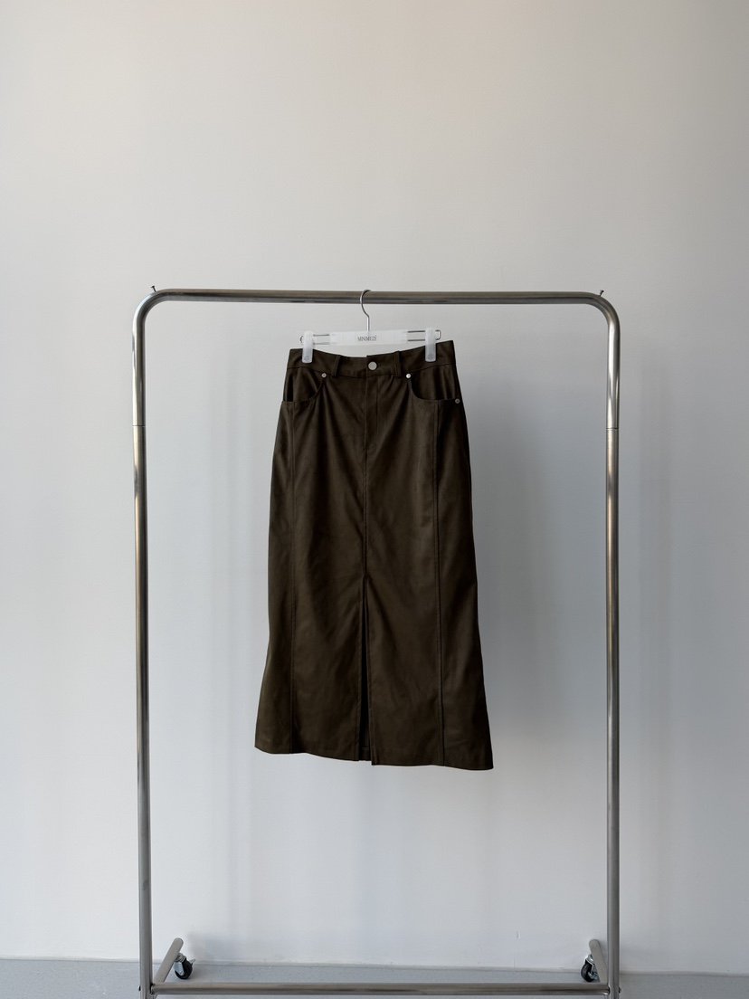 MINIMUZE韓國代購㊣女士新款真品熱賣人氣時尚25秋冬長裙絨面革MINIMUZE長裙