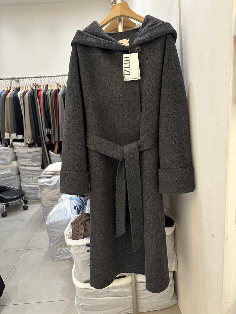 HEIZE東大門㊣直郵女士新品人氣休閑真品中長款大衣含腰帶羊駝HEIZE中長款大衣