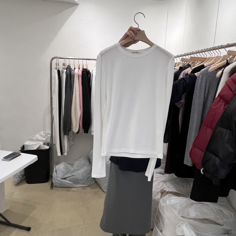 MUNSELL韓國代購㊣女裝新品真品推薦25秋冬人氣職業長袖T恤MUNSELL長袖T恤