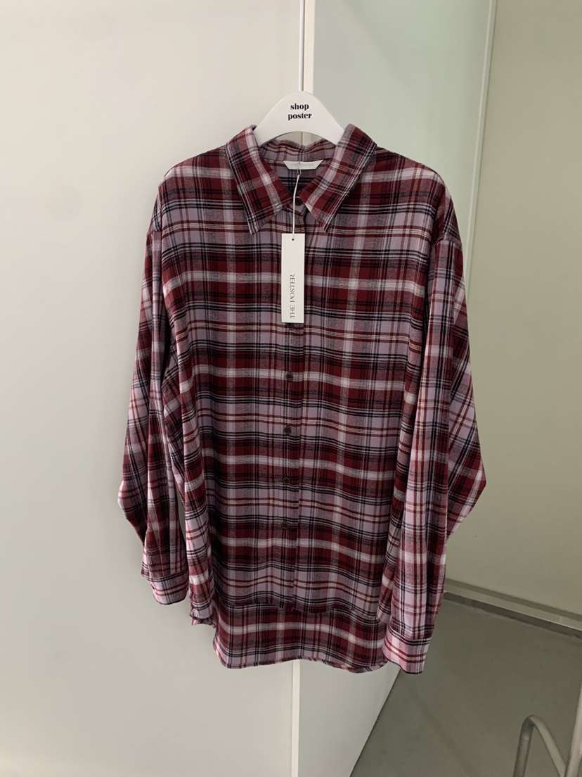 SHOP POSTER韓國代購㊣女士新款25秋冬真品襯衫蕾絲衫格子SHOP_POSTER襯衫/蕾絲衫