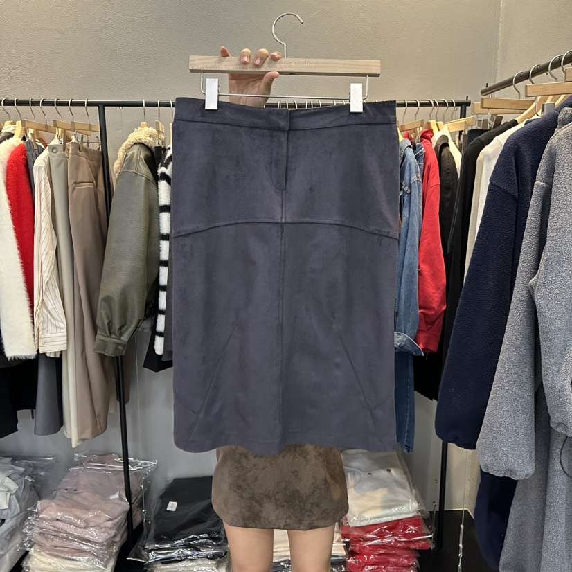 FLAMME TOIT韓國直郵㊣女士新款職業推薦半身裙中短裙麂皮FLAMME TOIT半身裙/中短裙