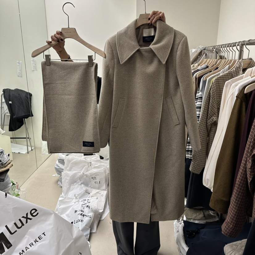 NOPSIS韓國直郵㊣女裝新款熱賣職業25秋冬套裝含圍巾兩件套羊毛NOPSIS套裝