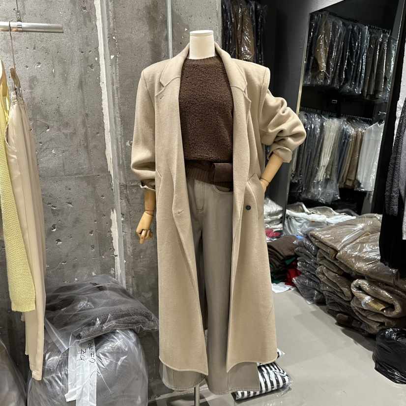 JUNI東大門㊣代購女士新款真品推薦職業25秋冬中長款大衣手工my juni中長款大衣