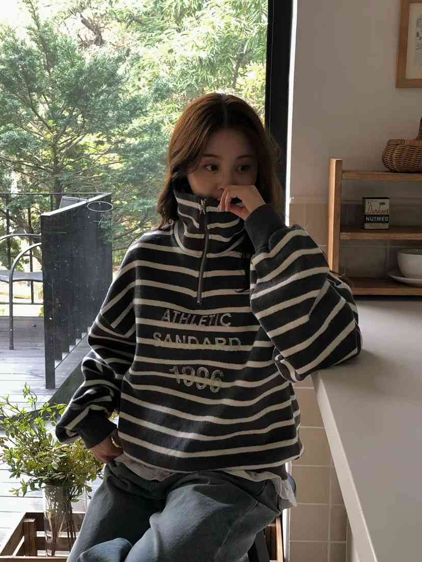 ONDO-P韓國直郵㊣女裝新款真品推薦休閑人氣衛衣拉鏈高領短款ONDO-P衛衣