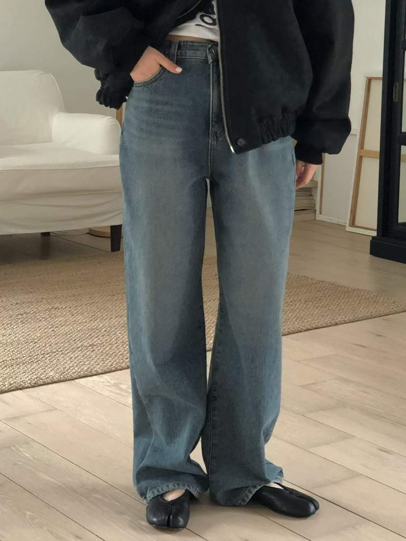 ONDO-P韓國代購㊣女士新品職業25秋冬真品人氣牛仔褲加絨貂皮ONDO-P牛仔褲