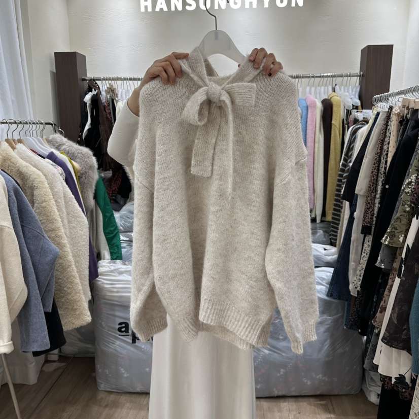 HANSUNGHYUN韓國代購㊣女士新品熱賣毛衣羊毛帽含帽子套裝寬松HANSUNGHYUN毛衣
