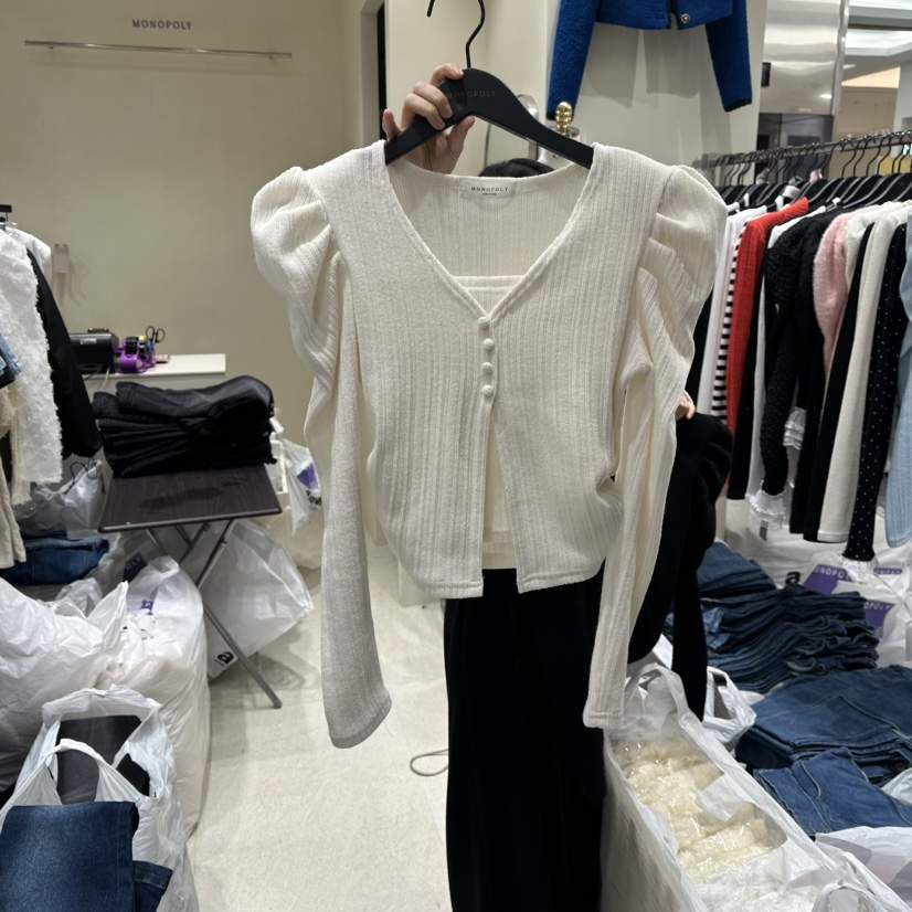 MONOPOLY韓國代購㊣女士新品真品時尚人氣職業長袖T恤假兩件MONO_POLY長袖T恤