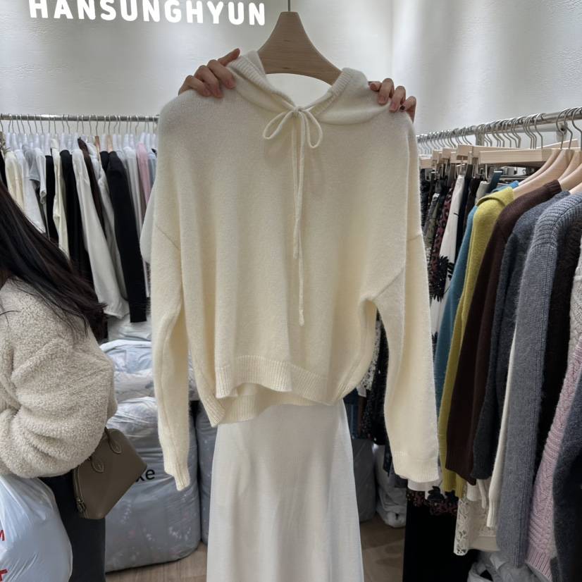 HANSUNGHYUN韓國代購㊣女裝新品推薦真品人氣針織衫羊毛兜帽HANSUNGHYUN針織衫